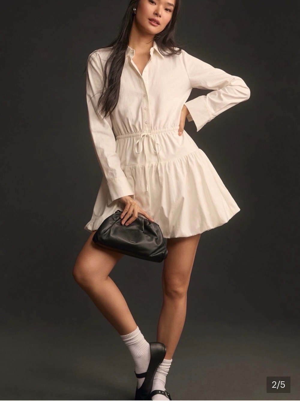 Reformation Cream Tiered Button-Front Shirt Dress